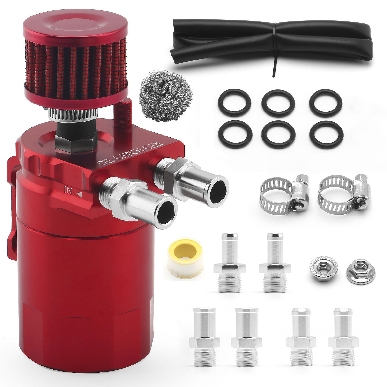 Oil Catch Can Kit Reservoir Baffled Tank with Breather Filter Universal Aluminum Oil Catch Can Kit Reservoir Baffled Tank with Breather Filter Universal Aluminum
