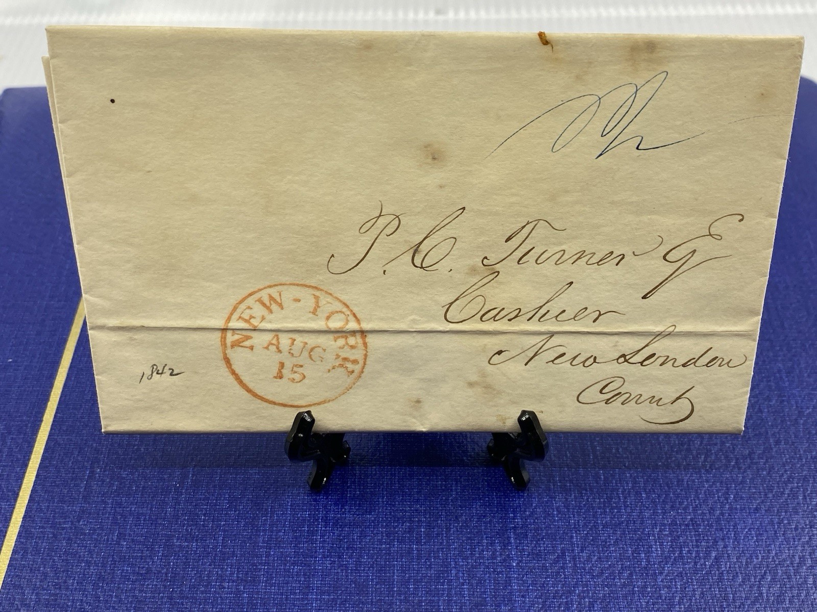 1842 Bank of the State of New York Stampless Ltr to Whaling Bank New London Ct.