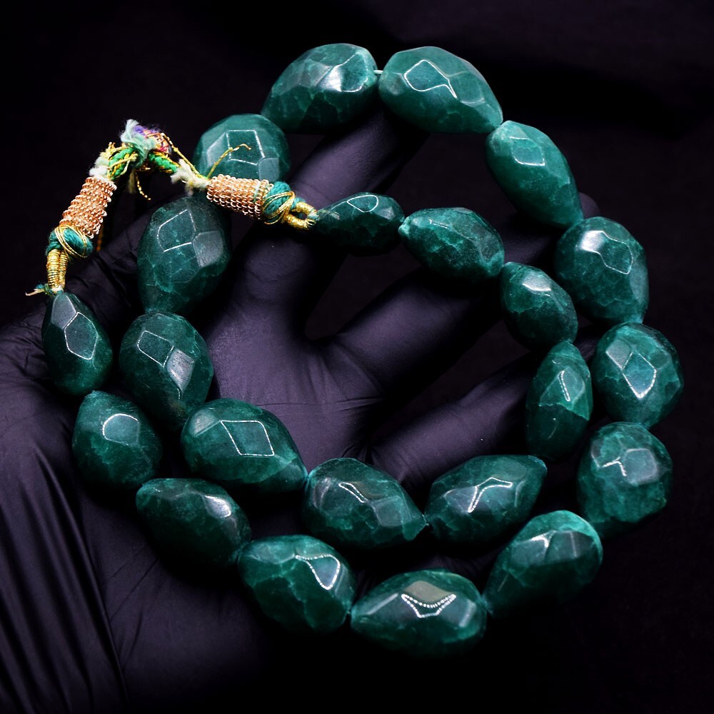 Awesome Faceted Green Emerald 756..00 Cts Wonderful Necklace Jewelery VK 36 E644