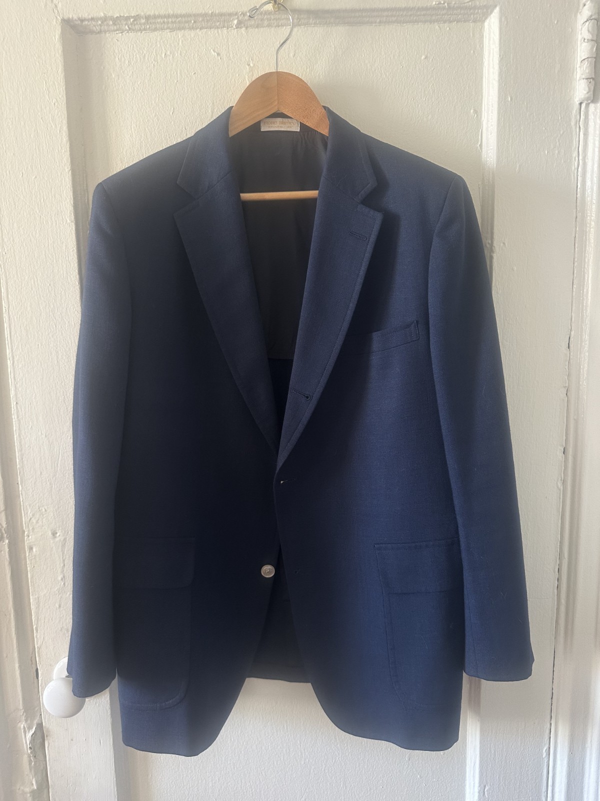Vintage Brooks Brothers 1970s BrooksLinen Navy Blazer Sport Coat 41ML USA
