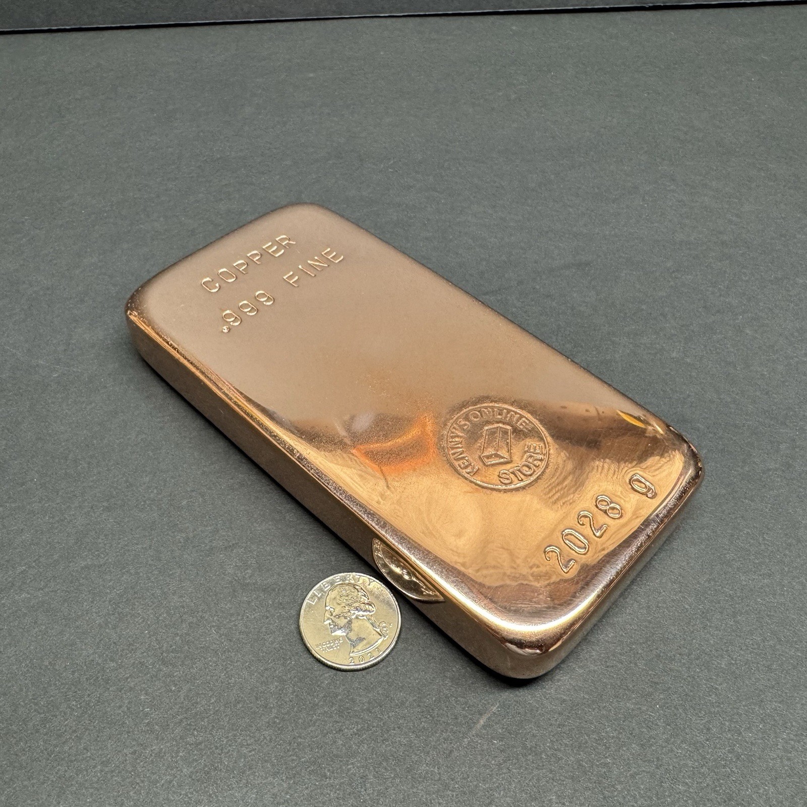 2028 g / 4.47 lb 999 Copper Bar - Mirror Finish On Top And Sides, Sealed Bullion