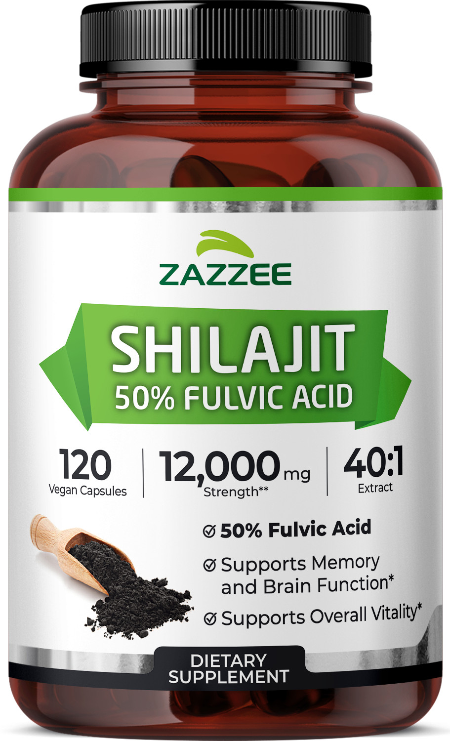 Zazzee Extra Strength Shilajit 40:1 Extract, 12,000 mg Strength, 50% Fulvic Acid