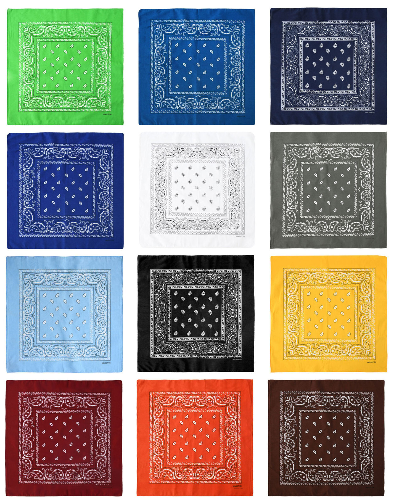 12 Pack Bandanas Multipurpose Cotton Novelty Paisley Bandana Headband Men Women