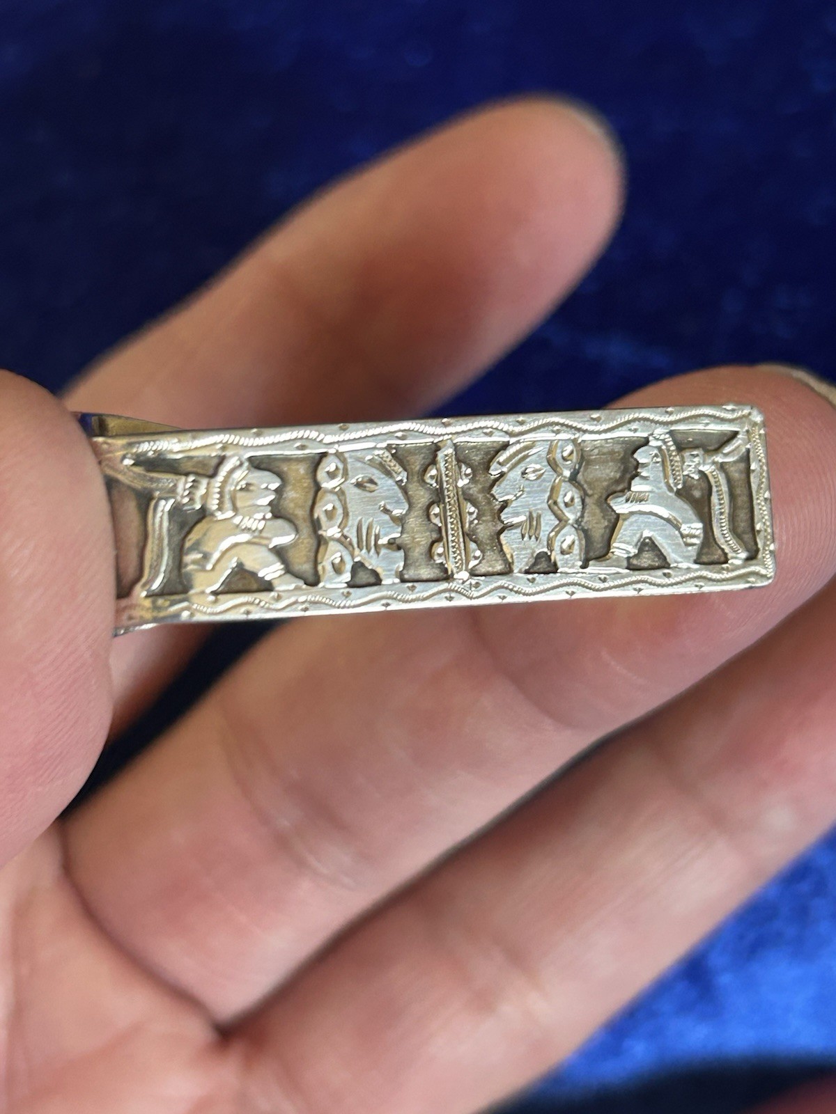 Vintage 900 Silver Handmade Mayan Storyteller Money Clip Guatemala Great Piece Vintage 900 Silver Handmade Mayan Storyteller Money Clip Guatemala Great Piece