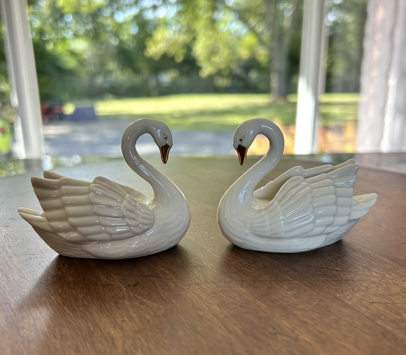 PAIR of Vintage Lenox Swan Figurines Gold Accent Cake Topper Place Card Holder PAIR of Vintage Lenox Swan Figurines Gold Accent Cake Topper Place Card Holder