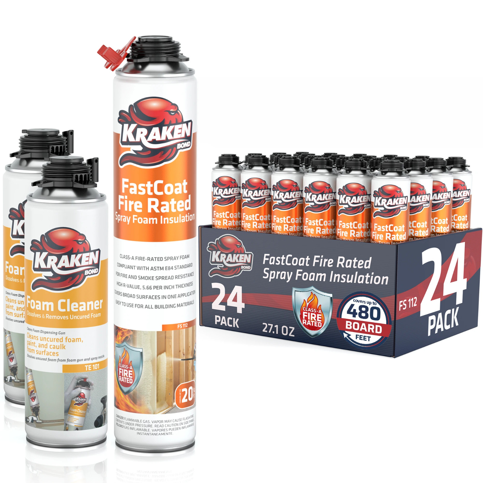 Spray Foam Insulation, Closed Cell, Fire Rated (24x27.1oz. 480 bd/ft) 24 Pack Spray Foam Insulation, Closed Cell, Fire Rated (24x27.1oz. 480 bd/ft) 24 Pack
