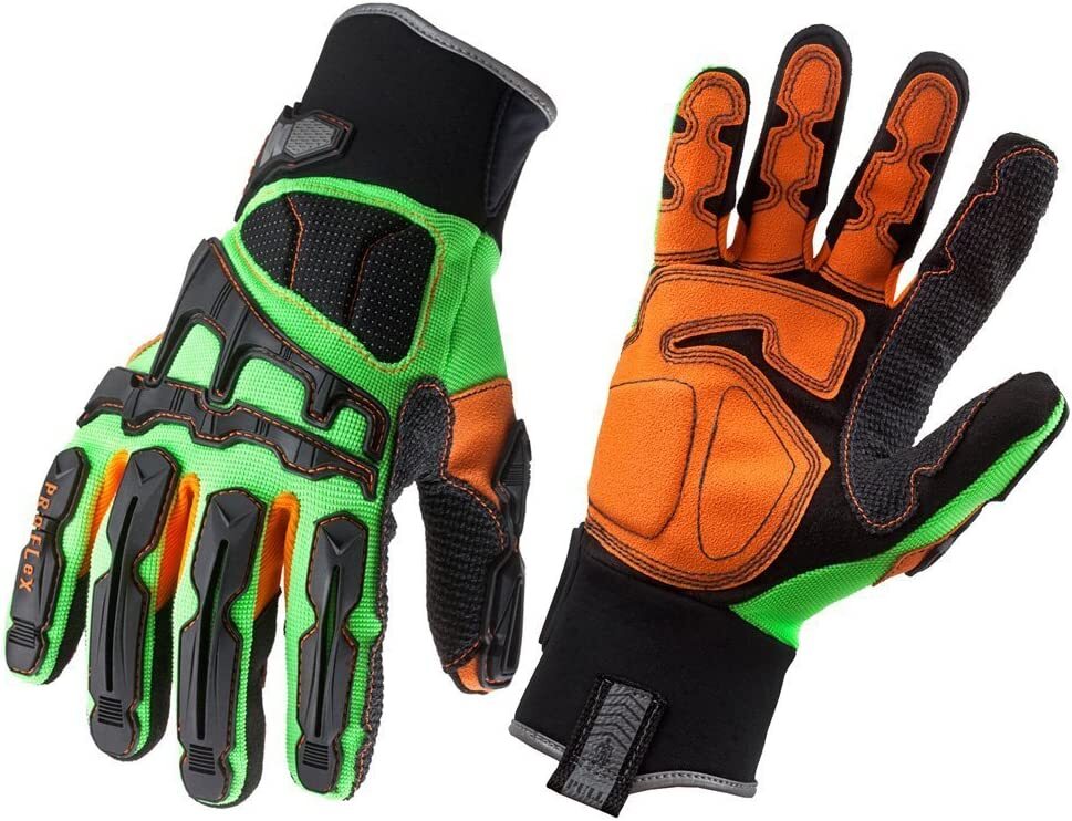 Ergodyne ProFlex 925F(x) Impact-Reducing Work Gloves, Large, Lime, 1 PAIR