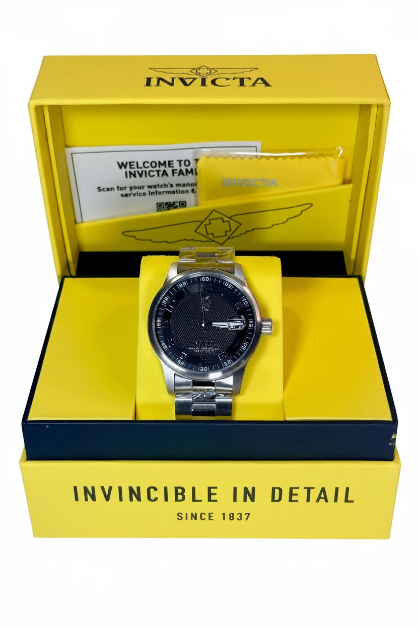 15258 Invicta Mens I-Force Veltrix Stainless Steel Black Dial 44mm Watch 3Hand