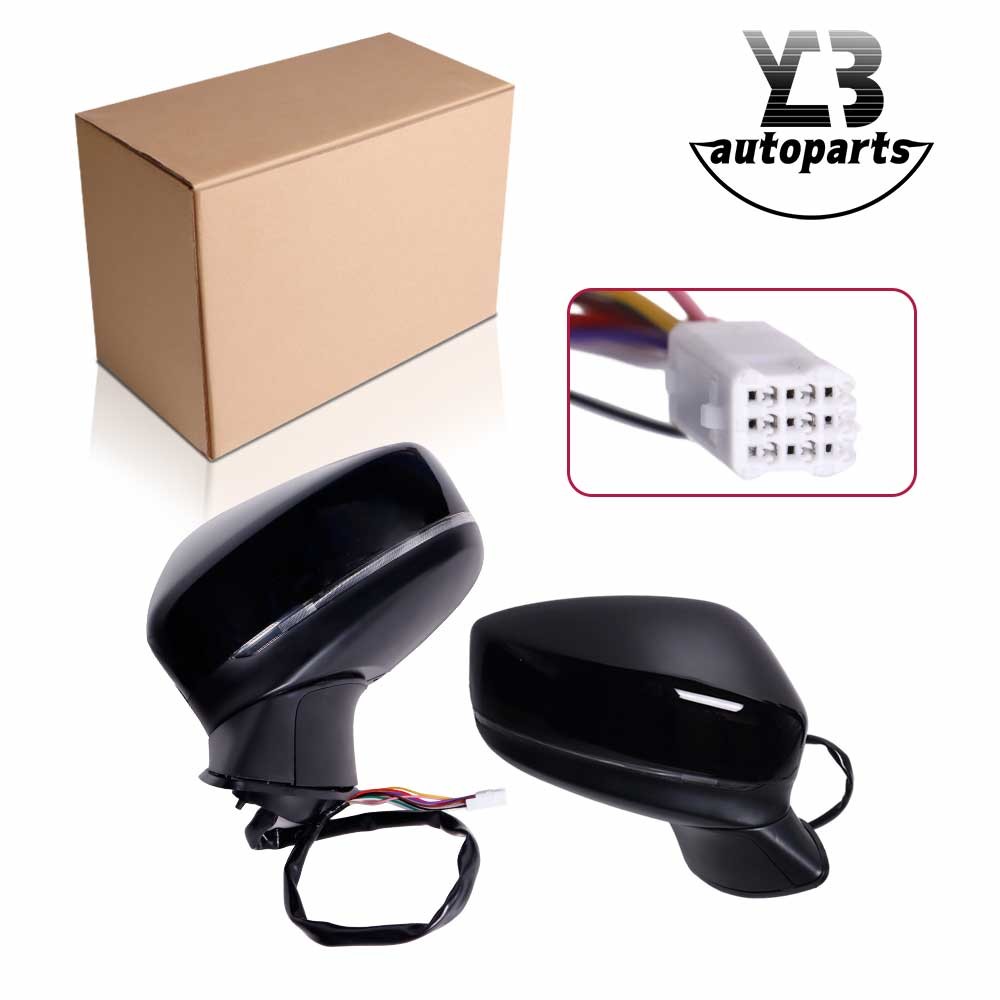 2x Black Cover Side Mirror Assembly W/ LED Signal 9PINS For Mazda CX-5 2019-2025 2x Black Cover Side Mirror Assembly W/ LED Signal 9PINS For Mazda CX-5 2019-2025
