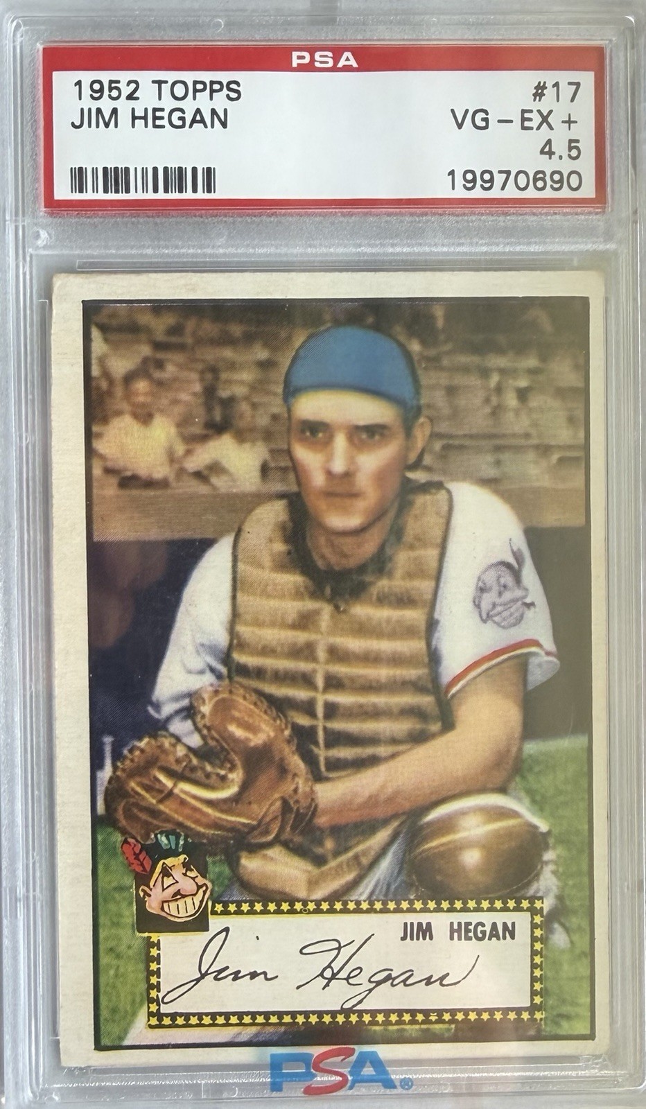 1952 Topps Set Break #17 Jim Hegan (Red Back) - PSA 4.5 (VG-EX+) 1952 Topps Set Break #17 Jim Hegan (Red Back) - PSA 4.5 (VG-EX+)