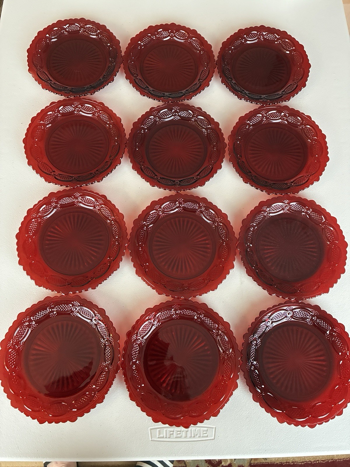 12 VTG Avon 1876 Cape Cod Collection Ruby Red Glass 7.5\