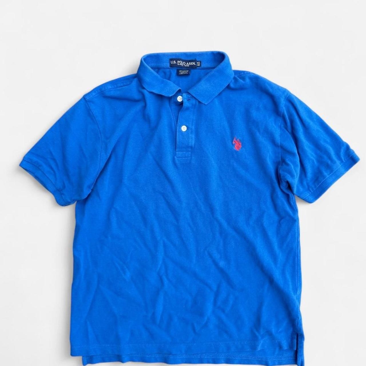 USPA Blue Polo Shirt Mens Small Classic Vintage Short Sleeve Red Logo