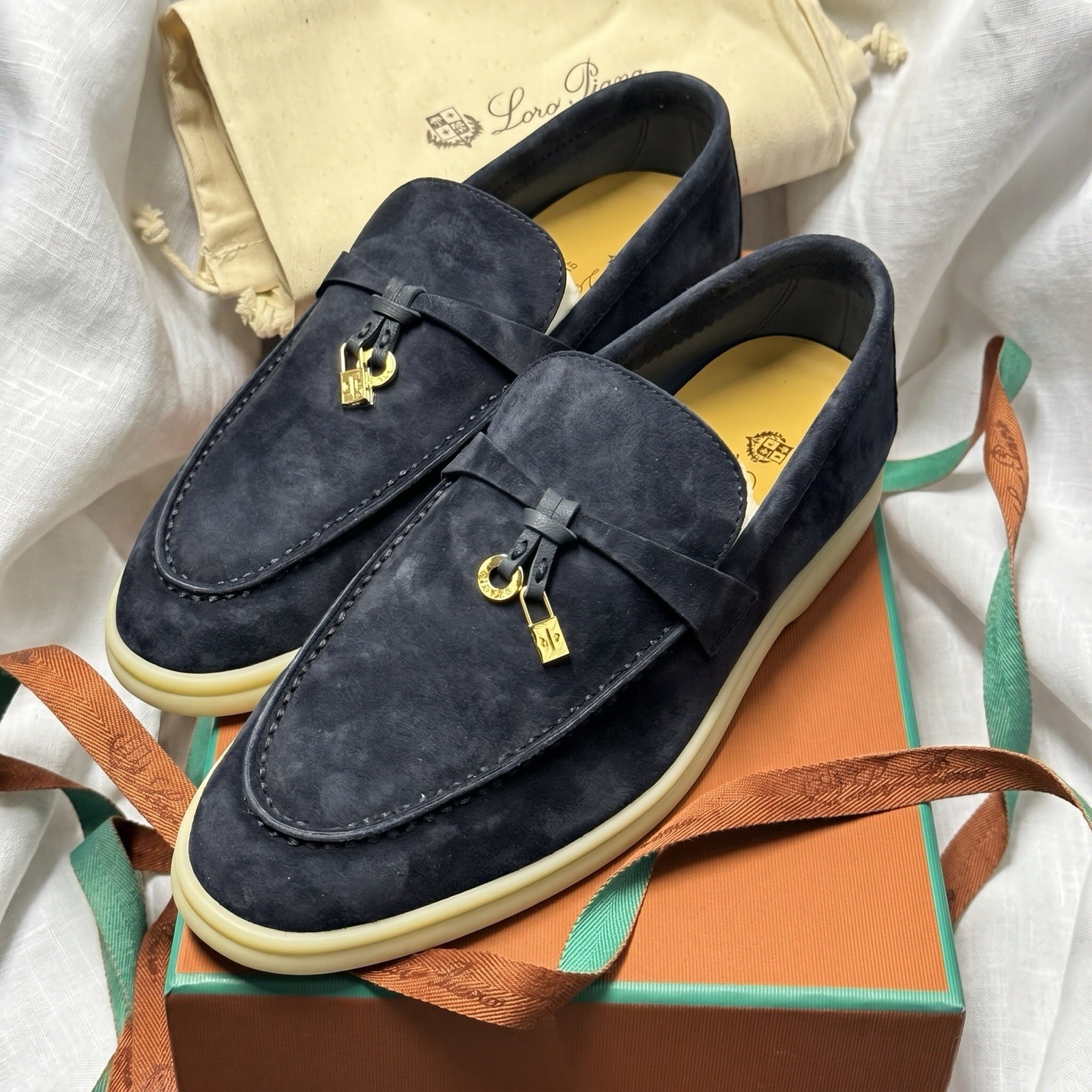 Loro Piana Summer Charms Walk Loafer Womens 38 US 8 Midnight Blue Shoes Class Loro Piana Summer Charms Walk Loafer Womens 38 US 8 Midnight Blue Shoes Class