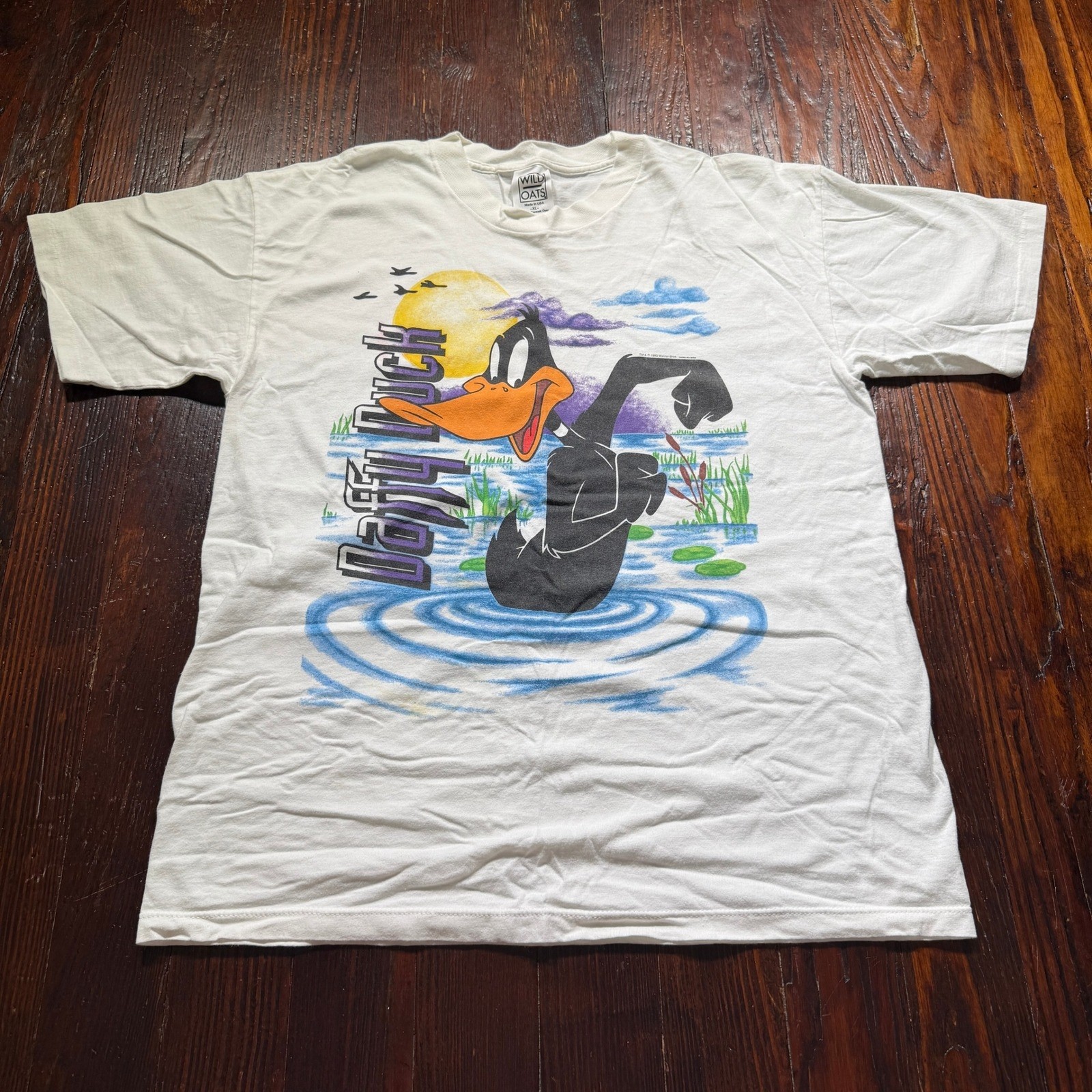 Vintage 1993 Daffy Duck T Shirt Mens XL White Looney Tunes Single Stitch USA