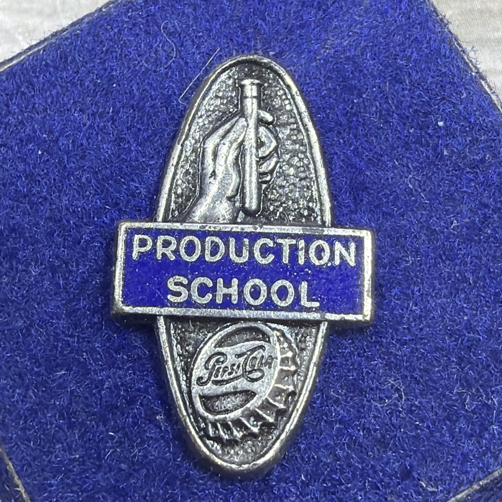 Vtg Extremely Rare Pepsi Cola Production School Employee Enamel Lapel Pin Scarce