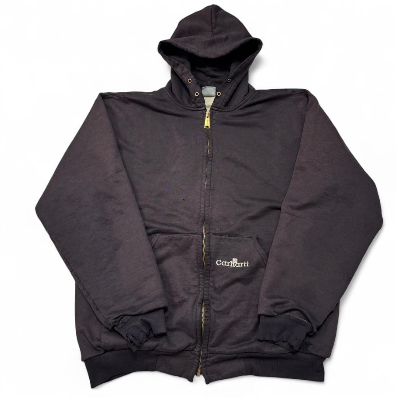 Carhartt Thermal Lined Zip Hoodie Large Vintage Faded Brown Carhartt Thermal Lined Zip Hoodie Large Vintage Faded Brown