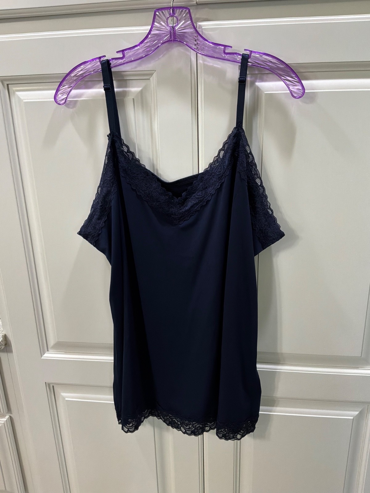 Susan Graver QVC Cami with Adjustable Straps Lace Edged 2X
