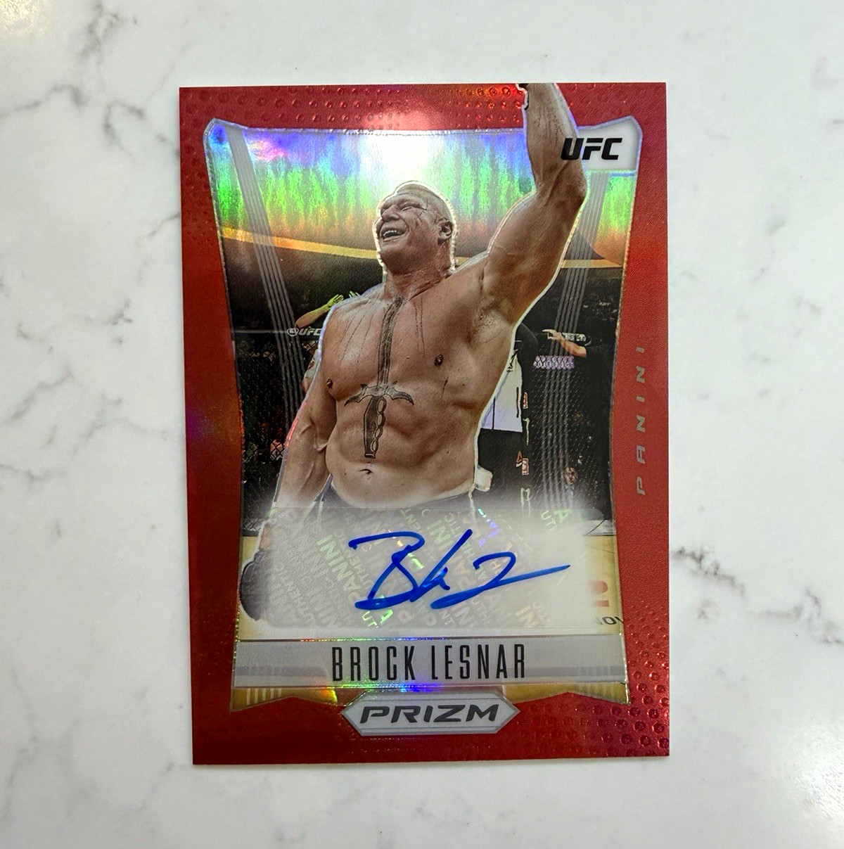 2023 Panini Prizm UFC Throwback Signatures Brock Lesnar TH-BLS Red /99 Auto 2023 Panini Prizm UFC Throwback Signatures Brock Lesnar TH-BLS Red /99 Auto