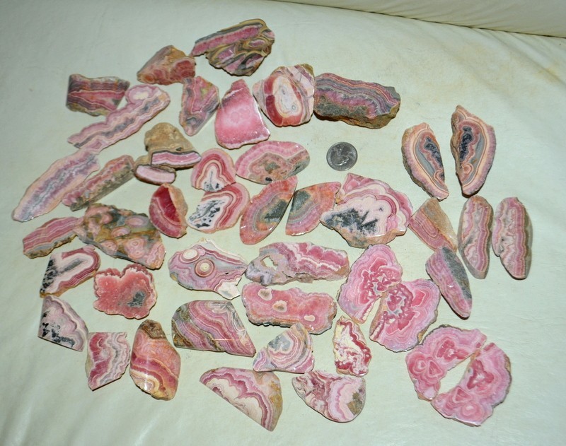 43 pcs lot Rhodochrosite slabs w/patterns from Argentina Wholesale Bulk