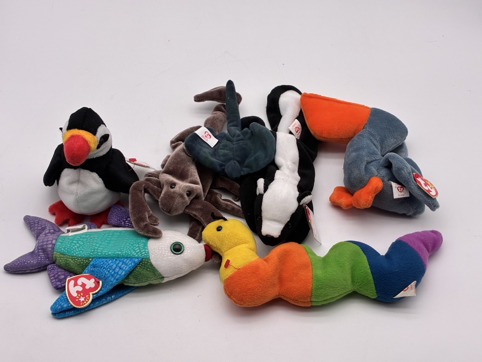 Lot of 6 TY Beanie Babies Teenie Babies Sting Scoop Puffer Propeller Inch NWT