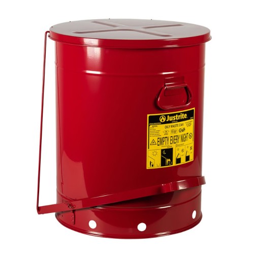 Justrite Manufacturing 09700 21 Gallon Red Oily Waste Can