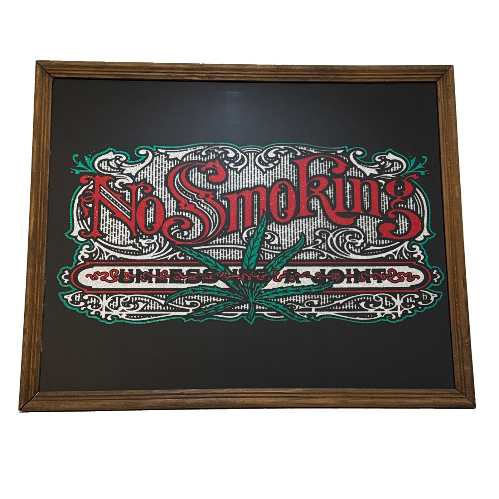 Vintage No Smoking Unless A Joint Carnival Glass Foil Mirror Sign 21.5”x 17.5” Vintage No Smoking Unless A Joint Carnival Glass Foil Mirror Sign 21.5”x 17.5”