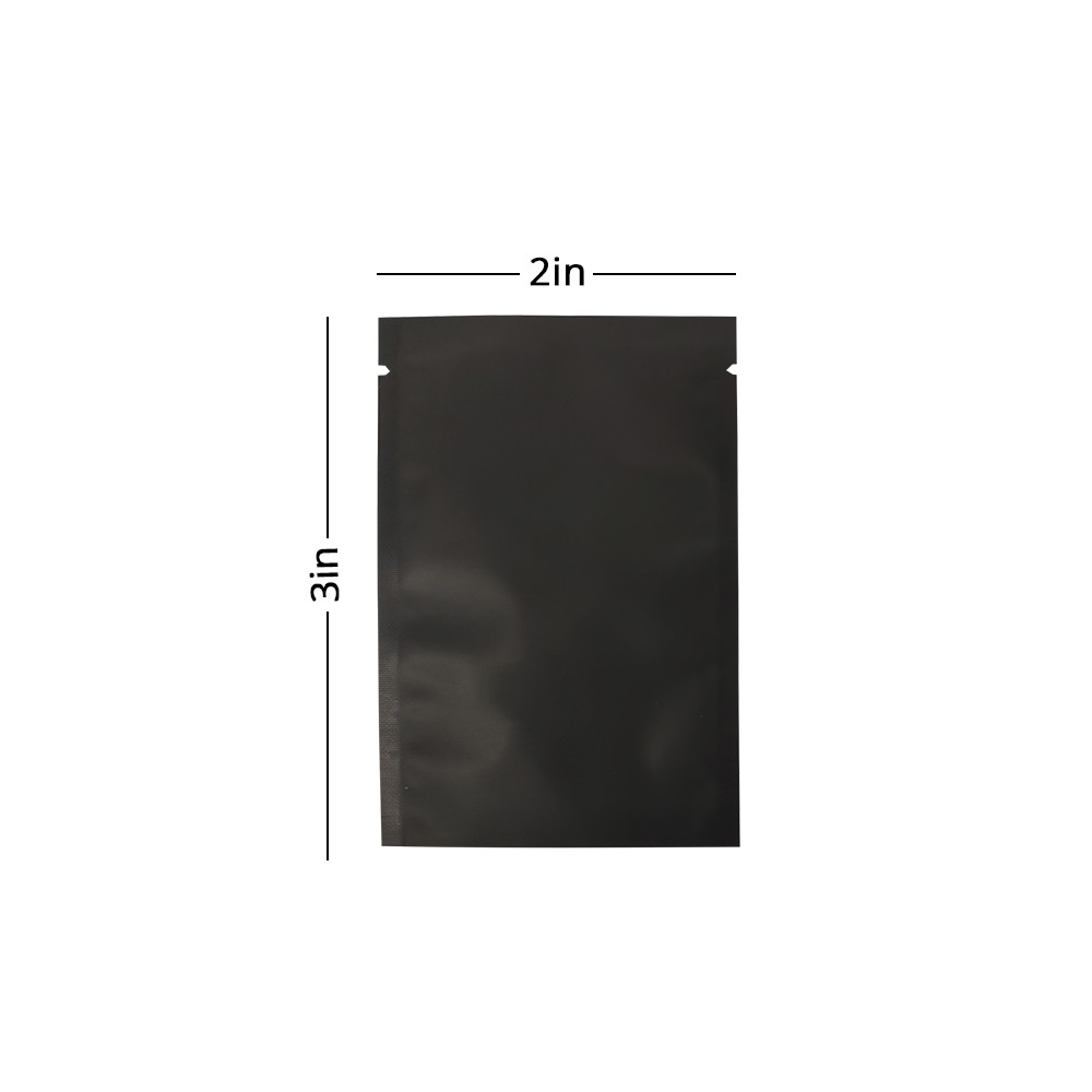 Flat Matte Black Foil Mylar Bags Open Top Heat Seal Pouches Multiple Sizes
