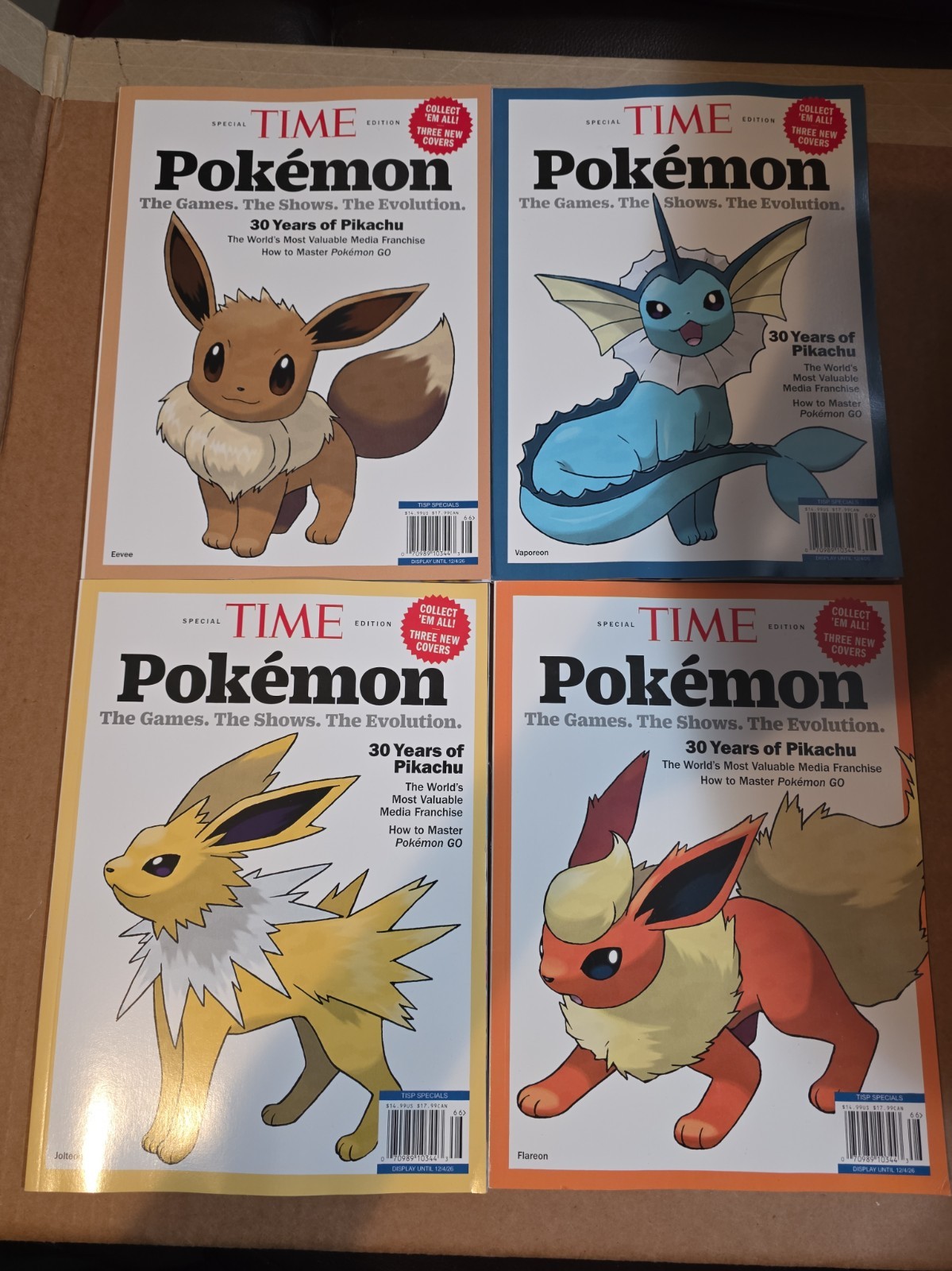 TIME Pokémon Special Edition Magazine Lot of 4 Eevee Jolteon Flareon Vaporeon