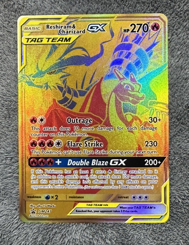 2021 POKEMON SM BLACK STAR PROMO SM247 FULL ART/RESHIRAM & CHARIZARD GX RESH