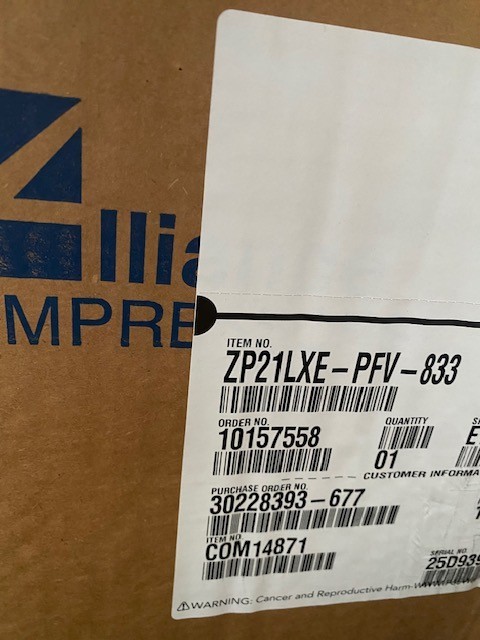 Trane / Alliance COM14871 1.75-Ton Scroll Compressor, 208-230V ZP21LXE-PFV-833