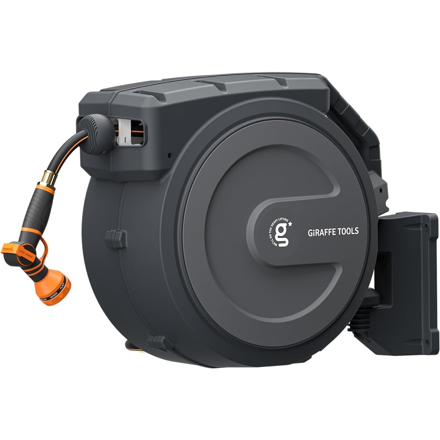 Giraffe Tools Retractable Garden Hose Reel with 78-130FT Hose & Metal Bracket