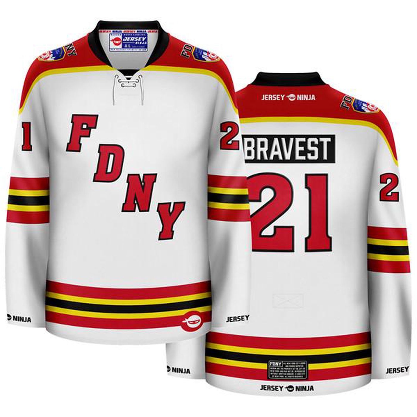FDNY Wordmark White Printed Hockey Jersey - Men Women FDNY Wordmark White Printed Hockey Jersey - Men Women