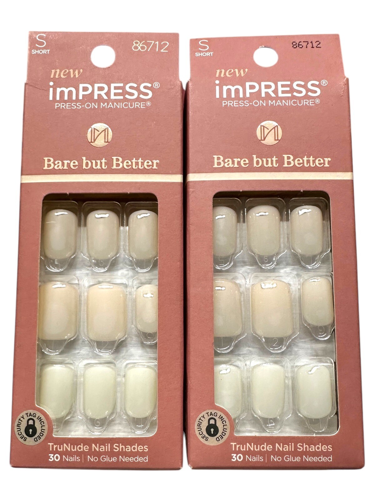 2x Kiss Impress Press-On Manicure Nails - Bare But Better - All Natural IMB01