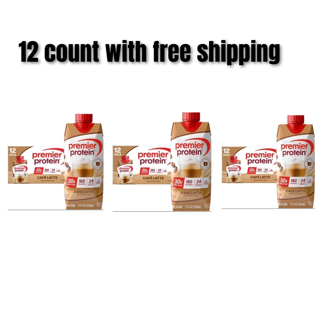 Premier Protein Shake, Café Latte, 30g Protein, 11 Fl Oz, 12 Ct