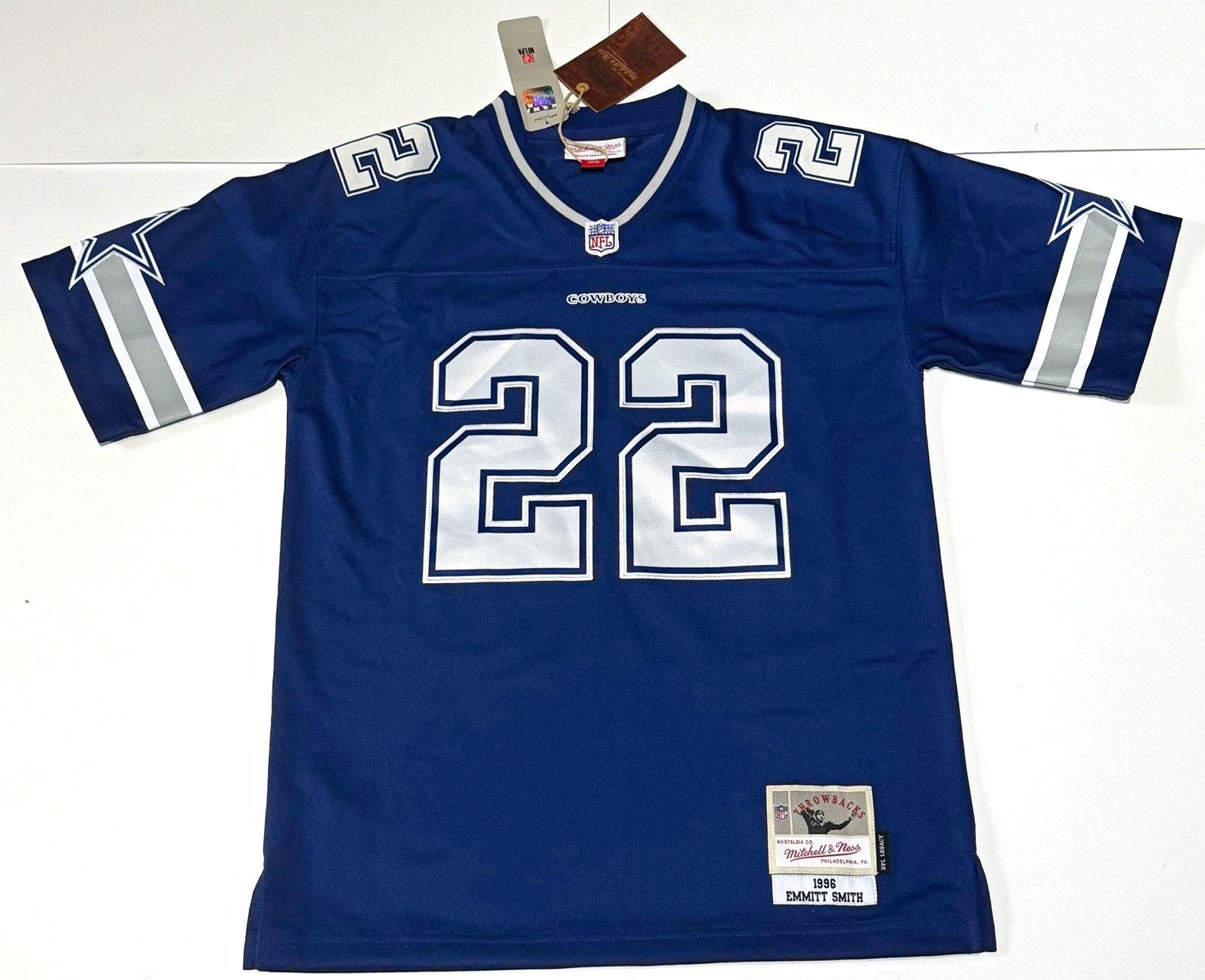 Mitchell & Ness NFL Dallas Cowboys Emmitt Smith #22 Jersey Boys L 14-16 Blue NWT