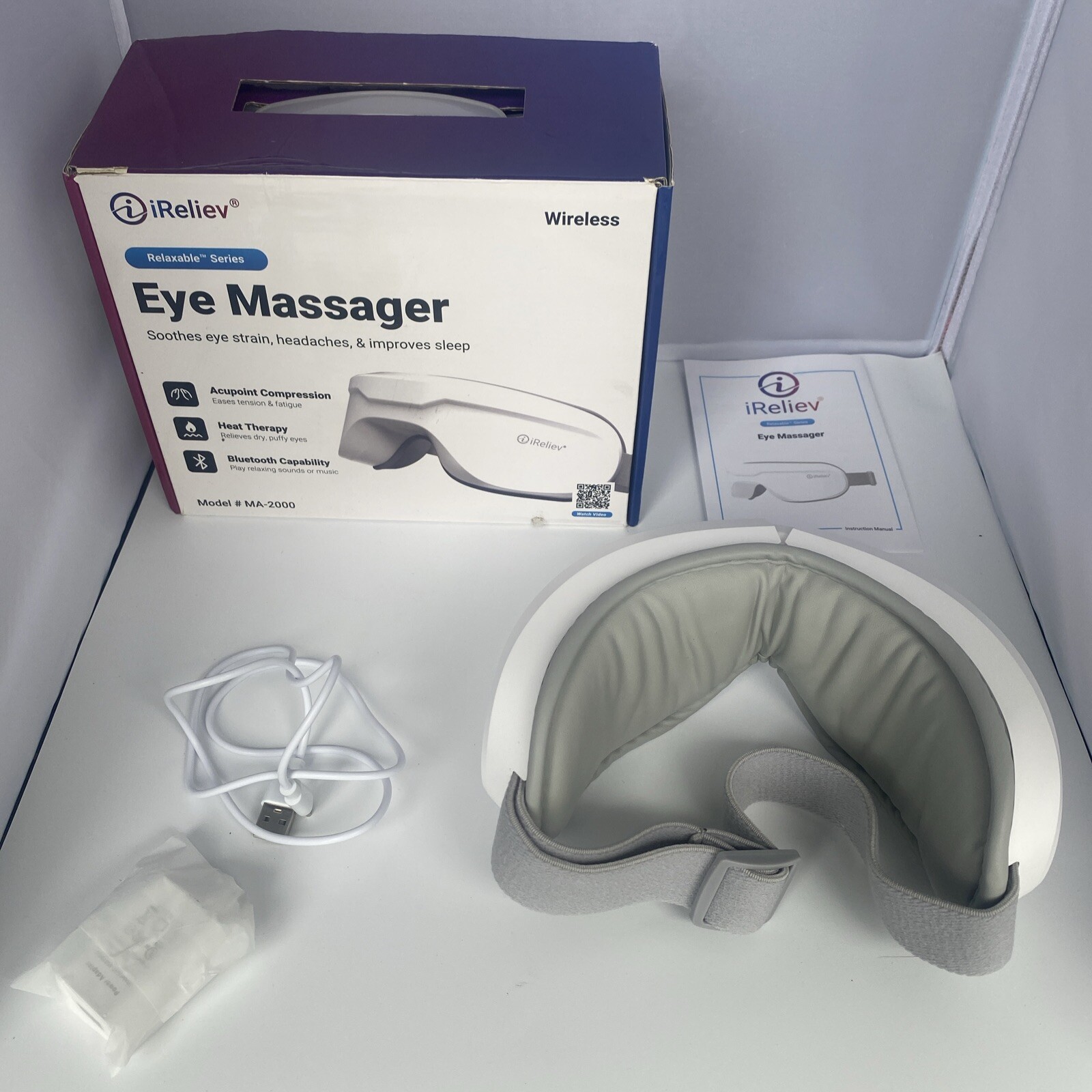 iReliev Eye Massager Relaxable Series MA-2000 Acupoint Heat Wireless Bluetooth iReliev Eye Massager Relaxable Series MA-2000 Acupoint Heat Wireless Bluetooth