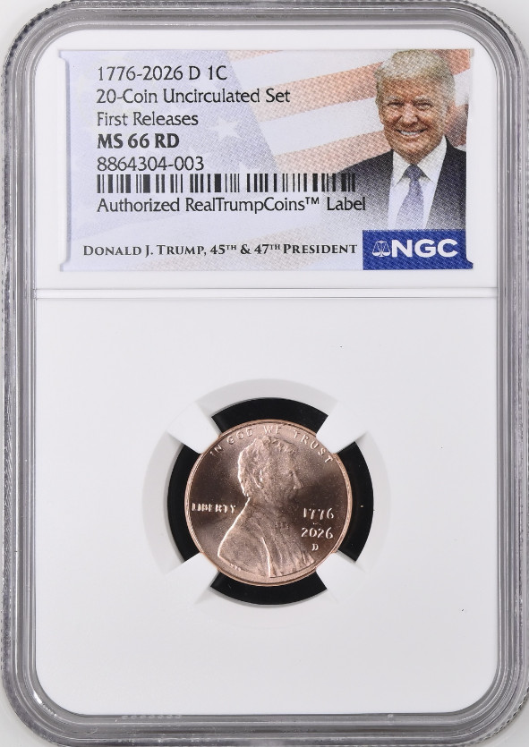 1776-2026 D Lincoln Cent 1C NGC MS66 RD FR Donald Trump Label