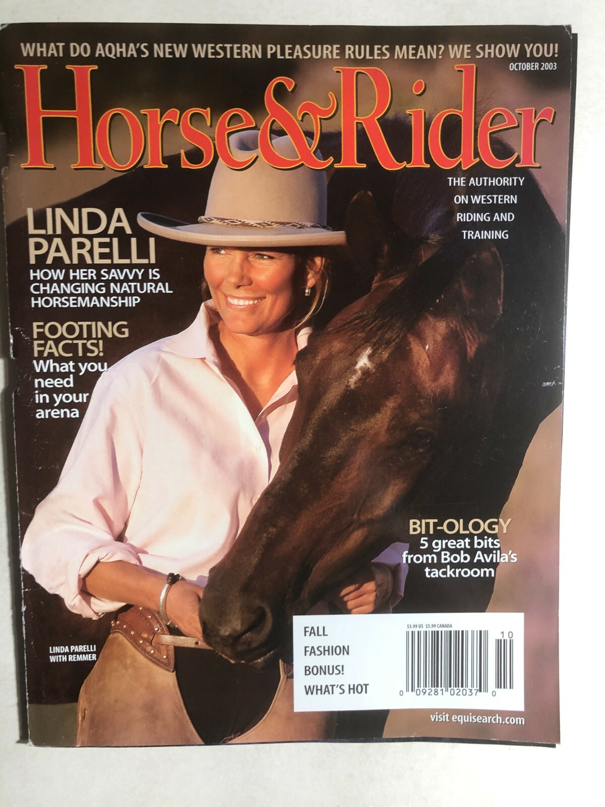 HORSE & RIDER Magazine October 2003 Linda Parelli, Bob Avila\'s tackroom
