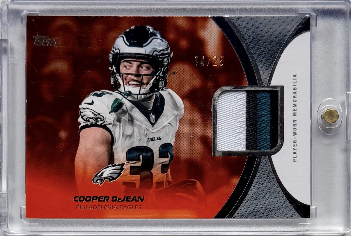 Cooper DeJean 2026 Topps Flagship Football NFL Material Patch Orange /25 Eagles Cooper DeJean 2026 Topps Flagship Football NFL Material Patch Orange /25 Eagles