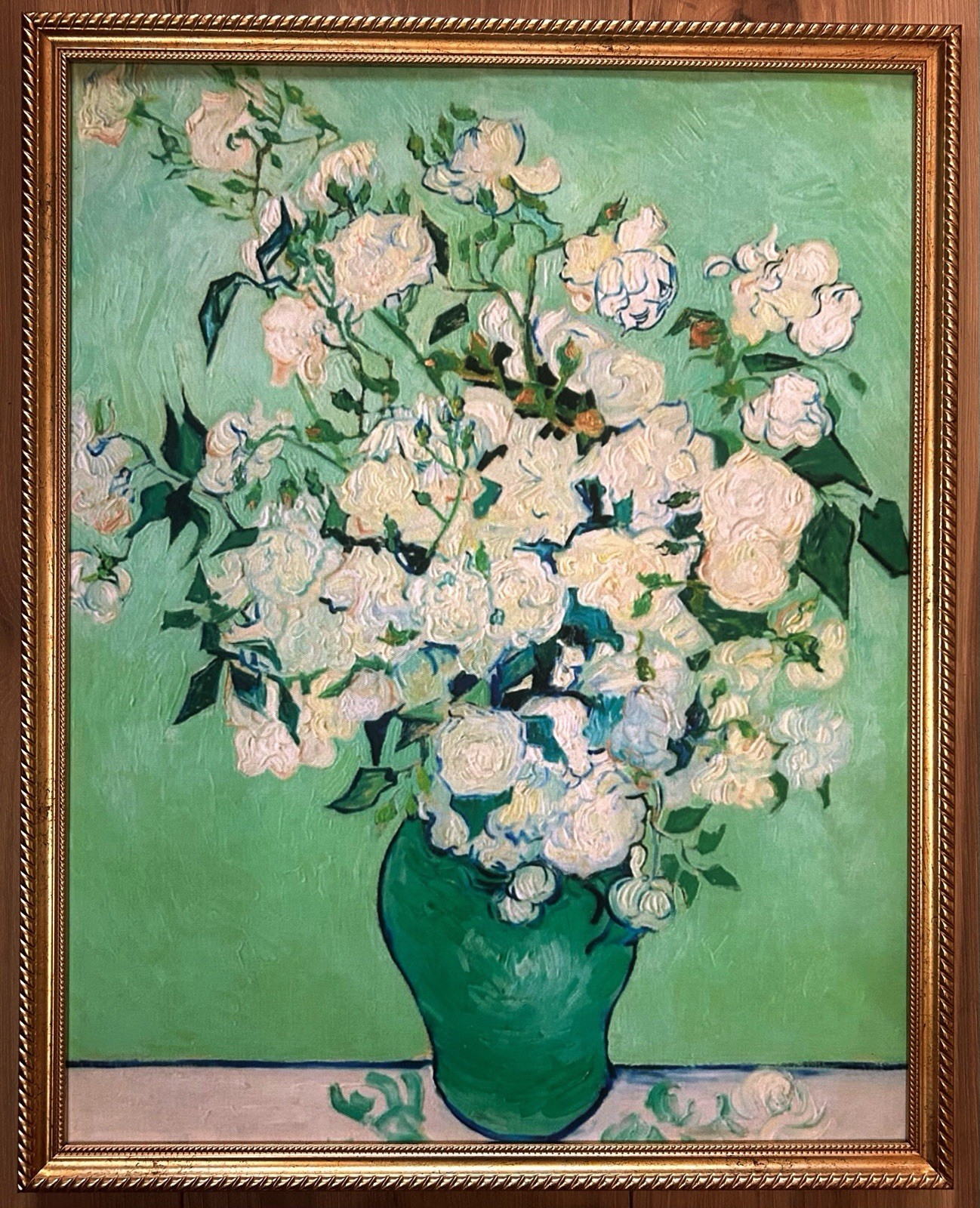 Vincent Van Gogh Painting Acrylic Roses 1890 Canvas Wall Art Framed 16”x21”