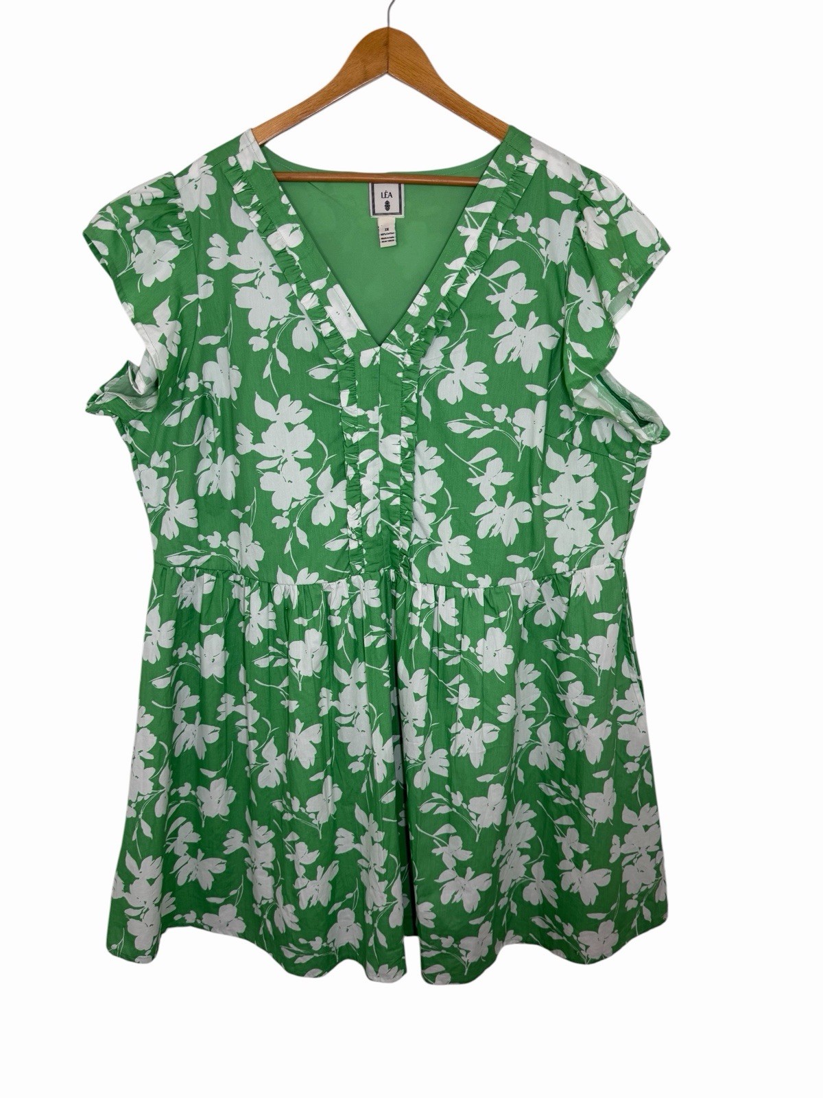 Anthropologie LEA Cotton Boho Floral V-Neck Babydoll Cottage Peasant Dress 3X Anthropologie LEA Cotton Boho Floral V-Neck Babydoll Cottage Peasant Dress 3X
