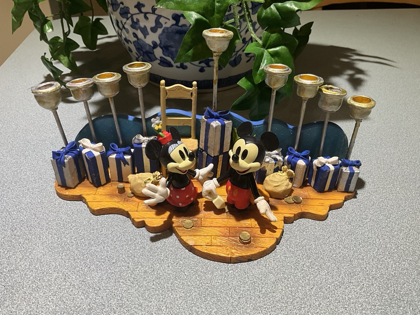 Walt Disney Parks and Resorts Mickey and Minnie Hanukkah Menorah CANDLE HOLDER Walt Disney Parks and Resorts Mickey and Minnie Hanukkah Menorah CANDLE HOLDER