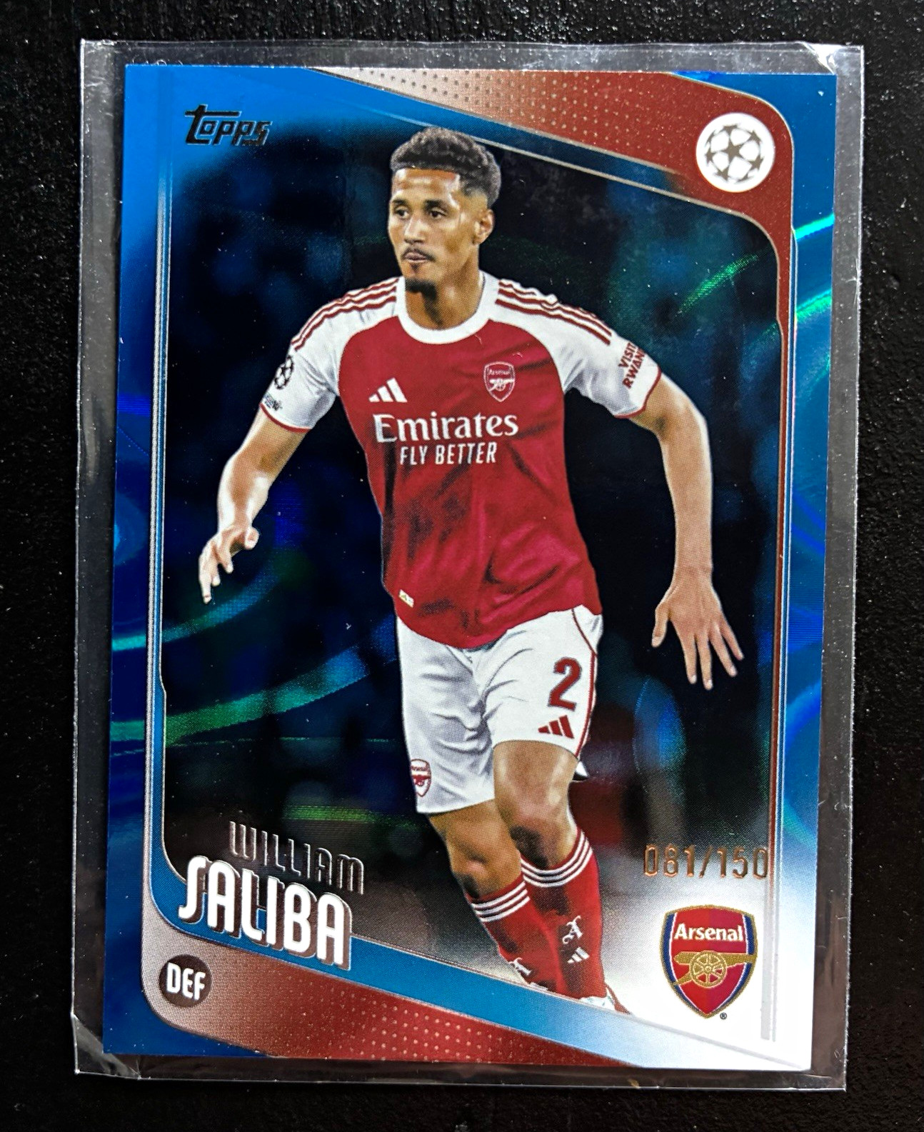 Topps 2024-25 UEFA Blue Raindrops William Saliba Arsenal #113 /150 Topps 2024-25 UEFA Blue Raindrops William Saliba Arsenal #113 /150