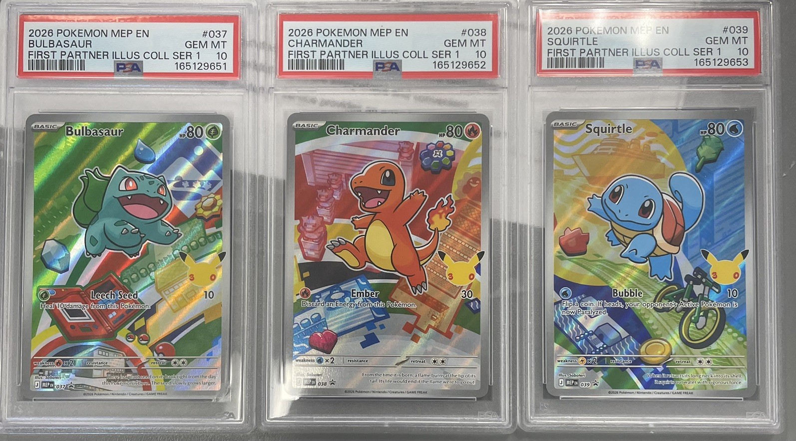 2026 Pokemon 1st Partner Illustration Coll Kanto Starters PSA 10 Sequential Set 2026 Pokemon 1st Partner Illustration Coll Kanto Starters PSA 10 Sequential Set