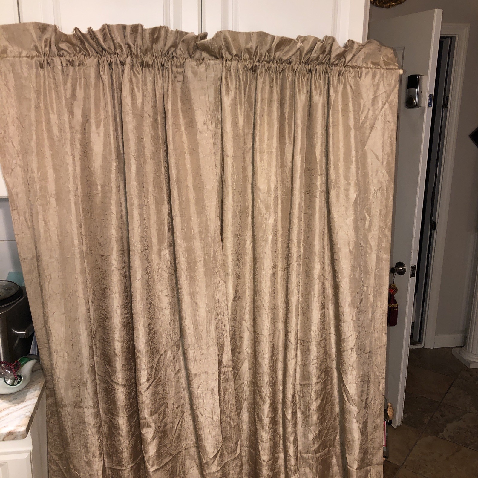 1 Pair Croscill Tan Taupe Parfait Pole Top Curtain Panel Pair Unlined 42x96 1 Pair Croscill Tan Taupe Parfait Pole Top Curtain Panel Pair Unlined 42x96