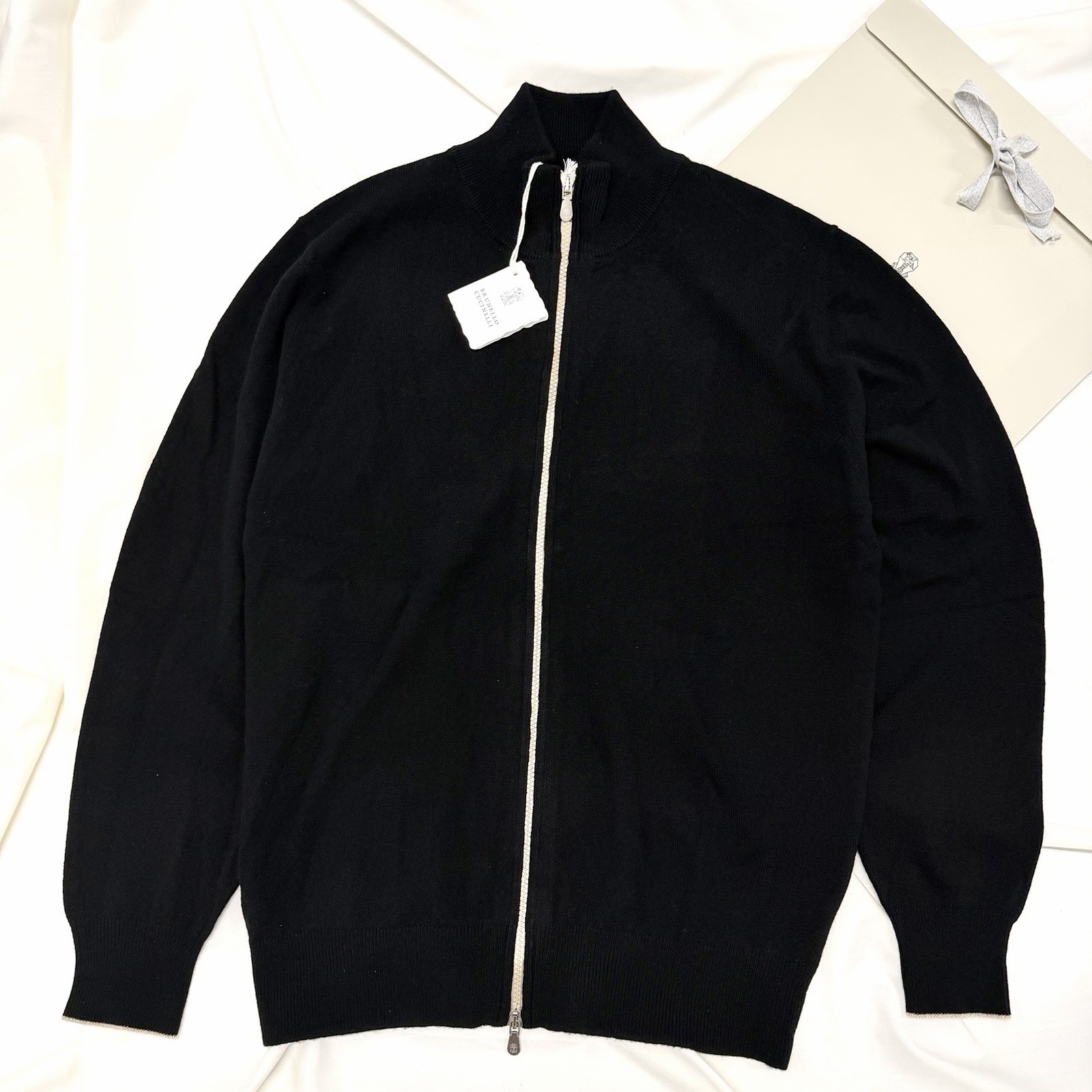Brunello Cucinelli Cashmere Zip Turtleneck Mens Size 50 Medium Sweater Black