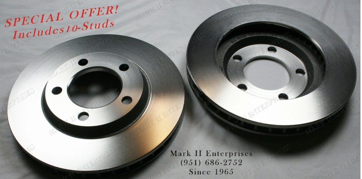 1965 1966 1967 1968 1969 Lincoln Front Disc Brake Rotors PAIR + 10 Mount Studs 1965 1966 1967 1968 1969 Lincoln Front Disc Brake Rotors PAIR + 10 Mount Studs
