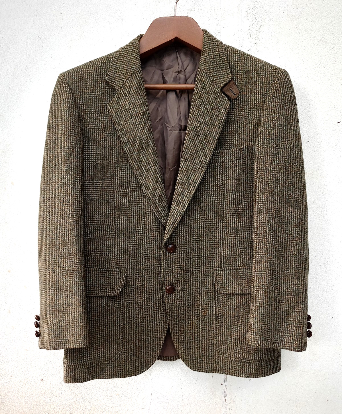 Vintage Lexington Club x Moon Yorkshire Tweed Jacket Olive Gun Club Check Throat