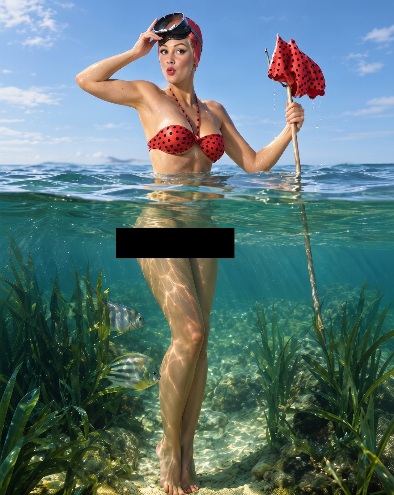 Surprise Catch Vintage pin-up 11 x 14 Surprise Catch Vintage pin-up 11 x 14