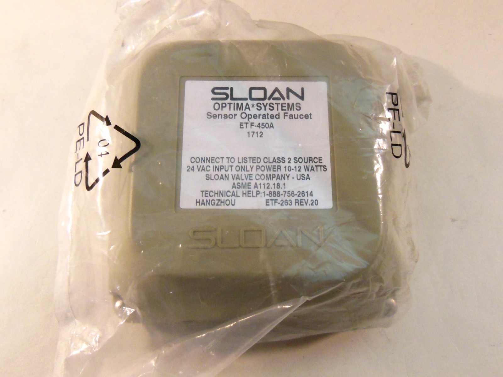 New SLOAN Optima ETF-450A Systems / Sensors Operated Faucet Control Module, Nice